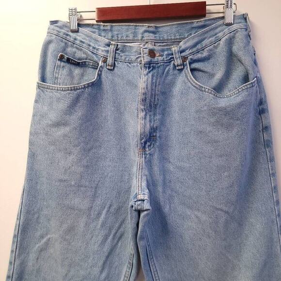 Lee Faded Denim Jeans Tag 36 x 32 Measure 34 x 31.5 Straight Leg Light Blue Wash - Picture 3 of 10